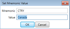 Enter he desired value for CTRY mnemonic